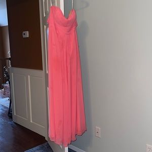 Coral strapless floor length gown for sale. Worn once!
